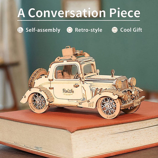 DIY vintage car model 3D wooden puzzle toy for children and adults